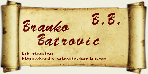 Branko Batrović vizit kartica